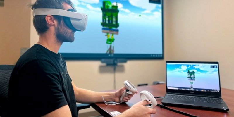 Man wearing virtual reality headset