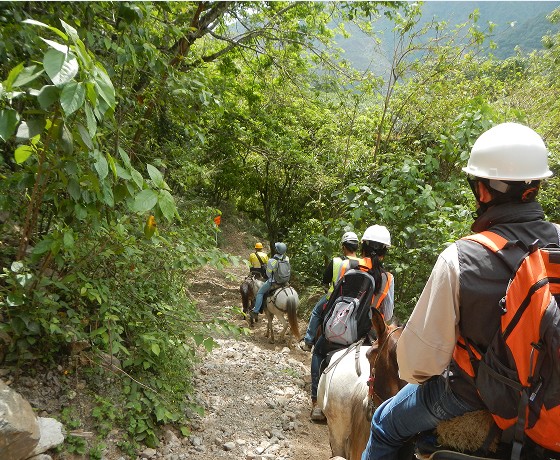 Mine workers travlling by horse on dirt road - Merit Careers